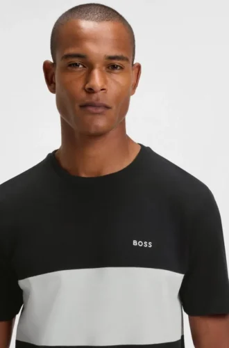 Block-stripe T-shirt in cotton piqué