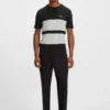 Block-stripe T-shirt in cotton piqué