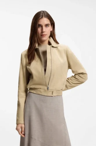 Blouson-style jacket in soft-touch suede