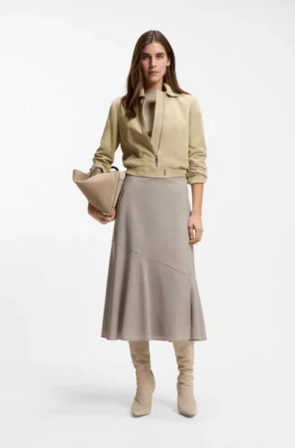 Blouson-style jacket in soft-touch suede