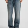 Blue baggy-fit jeans in distressed denim