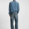 Blue baggy-fit jeans in distressed denim