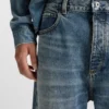 Blue baggy-fit jeans in distressed denim