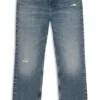 Blue baggy-fit jeans in distressed denim