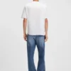 Blue baggy-fit jeans in striped denim