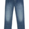 Blue baggy-fit jeans in striped denim