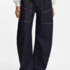 Blue balloon-leg jeans in blue rigid denim