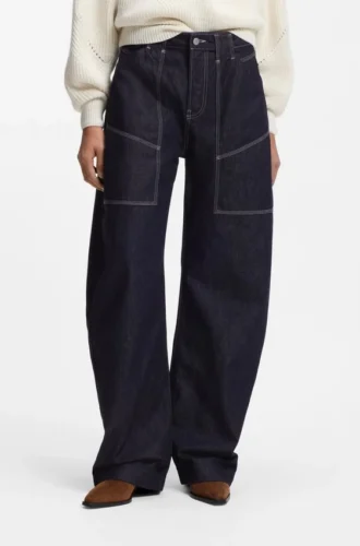 Blue balloon-leg jeans in blue rigid denim