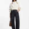 Blue balloon-leg jeans in blue rigid denim