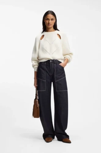 Blue balloon-leg jeans in blue rigid denim
