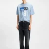 Blue-black baggy-fit jeans in rigid denim
