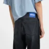 Blue-black baggy-fit jeans in rigid denim