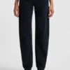 Blue-black barrel-leg jeans in soft denim