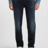 Blue-black tapered-fit jeans in stretch denim