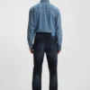 Blue-black tapered-fit jeans in stretch denim