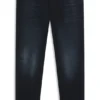 Blue-black tapered-fit jeans in stretch denim