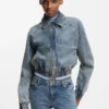 Blue bomber jacket in stretch denim