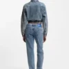 Blue bomber jacket in stretch denim