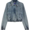 Blue bomber jacket in stretch denim