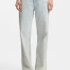 Blue boyfriend-fit jeans in rigid denim