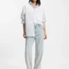 Blue boyfriend-fit jeans in rigid denim