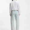 Blue boyfriend-fit jeans in rigid denim
