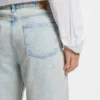 Blue boyfriend-fit jeans in rigid denim