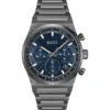 Blue-dial chronograph watch in grey-plated steel Blue-dial chronograph watch in grey-plated steel