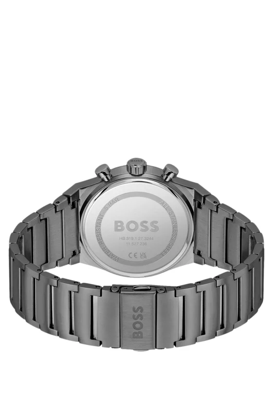Blue-dial chronograph watch in grey-plated steel Blue-dial chronograph watch in grey-plated steel