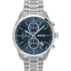 Blue-dial chronograph watch in silver-tone steel Blue-dial chronograph watch in silver-tone steel