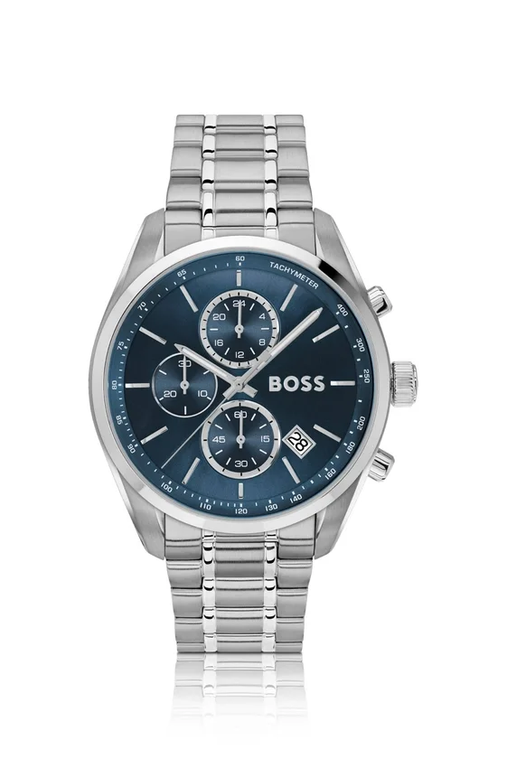 Blue-dial chronograph watch in silver-tone steel Blue-dial chronograph watch in silver-tone steel