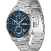 Blue-dial chronograph watch in silver-tone steel Blue-dial chronograph watch in silver-tone steel