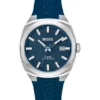 Blue-dial watch with silicone strap