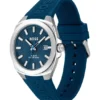 Blue-dial watch with silicone strap