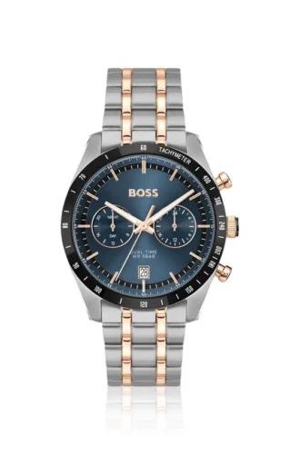 Blue-dial watch with two-tone bracelet