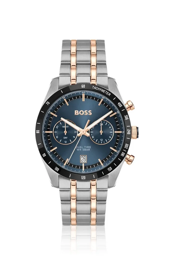Blue-dial watch with two-tone bracelet Blue-dial watch with two-tone bracelet
