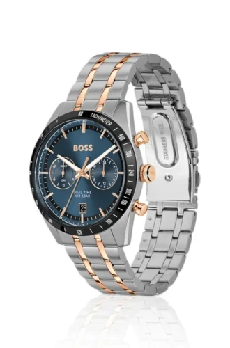 Blue-dial watch with two-tone bracelet