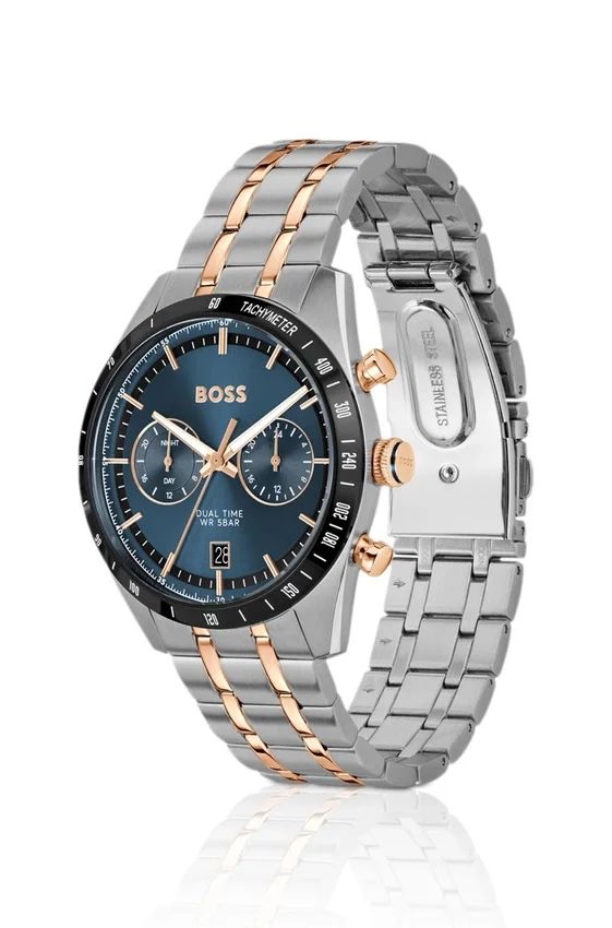 Blue-dial watch with two-tone bracelet Blue-dial watch with two-tone bracelet