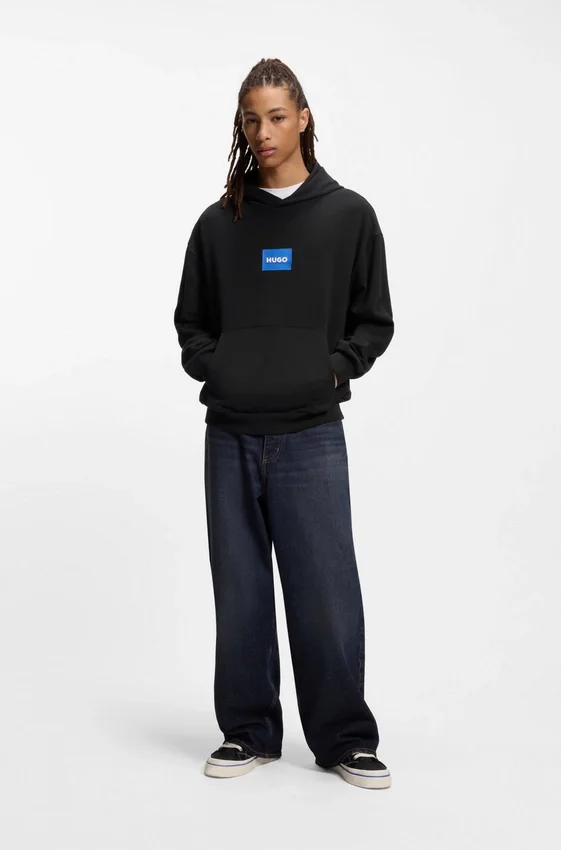 Blue-logo hoodie in cotton terry Blue-logo hoodie in cotton terry