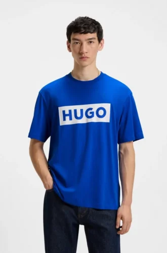 Blue-logo T-shirt in cotton jersey