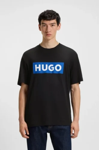 Blue-logo T-shirt in cotton jersey