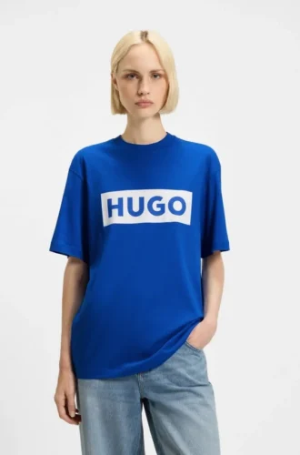 Blue-logo T-shirt in cotton jersey