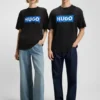 Blue-logo T-shirt in cotton jersey