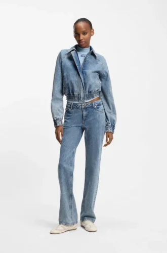 Blue-logo top in stretch cotton