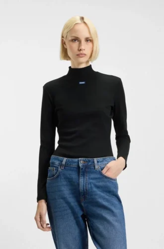 Blue-logo top in stretch cotton