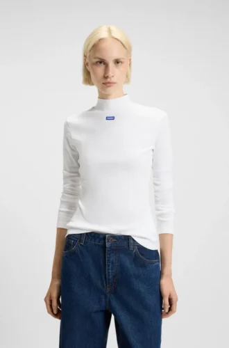 Blue-logo top in stretch cotton