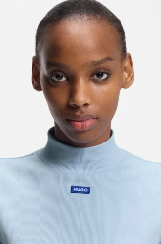 Blue-logo top in stretch cotton