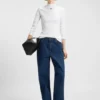 Blue-logo top in stretch cotton