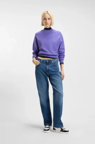 Blue-logo top in stretch cotton