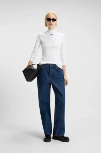 Blue-logo top in stretch cotton